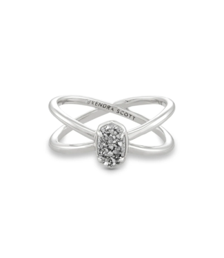KENDRA SCOTT DESIGN Emilie Silver Double Band Ring in Platinum Drusy