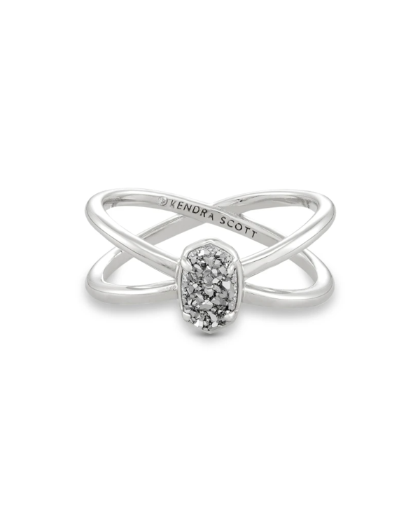 Emilie Silver Double Band Ring in Platinum Drusy