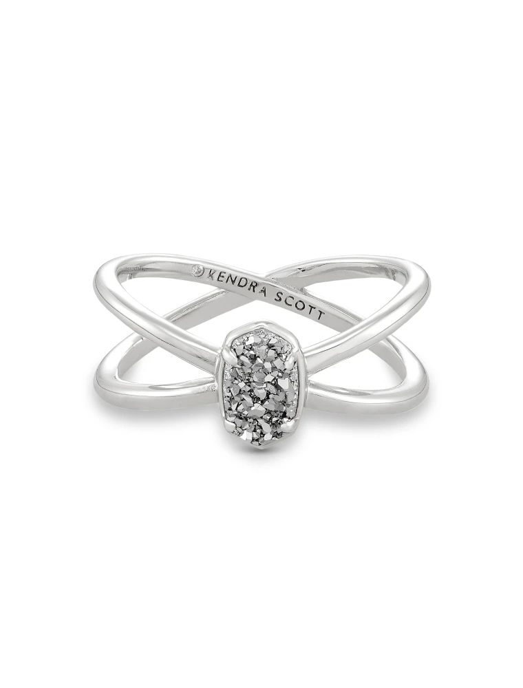 KENDRA SCOTT DESIGN Emilie Silver Double Band Ring in Platinum Drusy