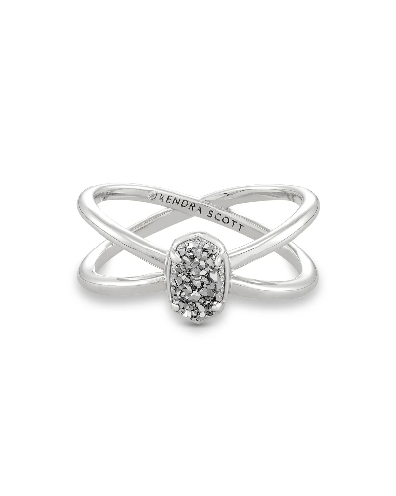 KENDRA SCOTT DESIGN Emilie Silver Double Band Ring in Platinum Drusy