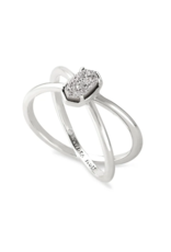 KENDRA SCOTT DESIGN Emilie Silver Double Band Ring in Platinum Drusy