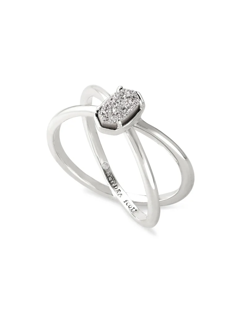 KENDRA SCOTT DESIGN Emilie Silver Double Band Ring in Platinum Drusy