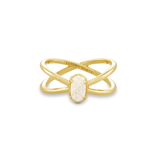 KENDRA SCOTT DESIGN Emilie Gold Double Band Ring in Iridescent Drusy