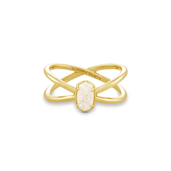 Emilie Gold Double Band Ring in Iridescent Drusy