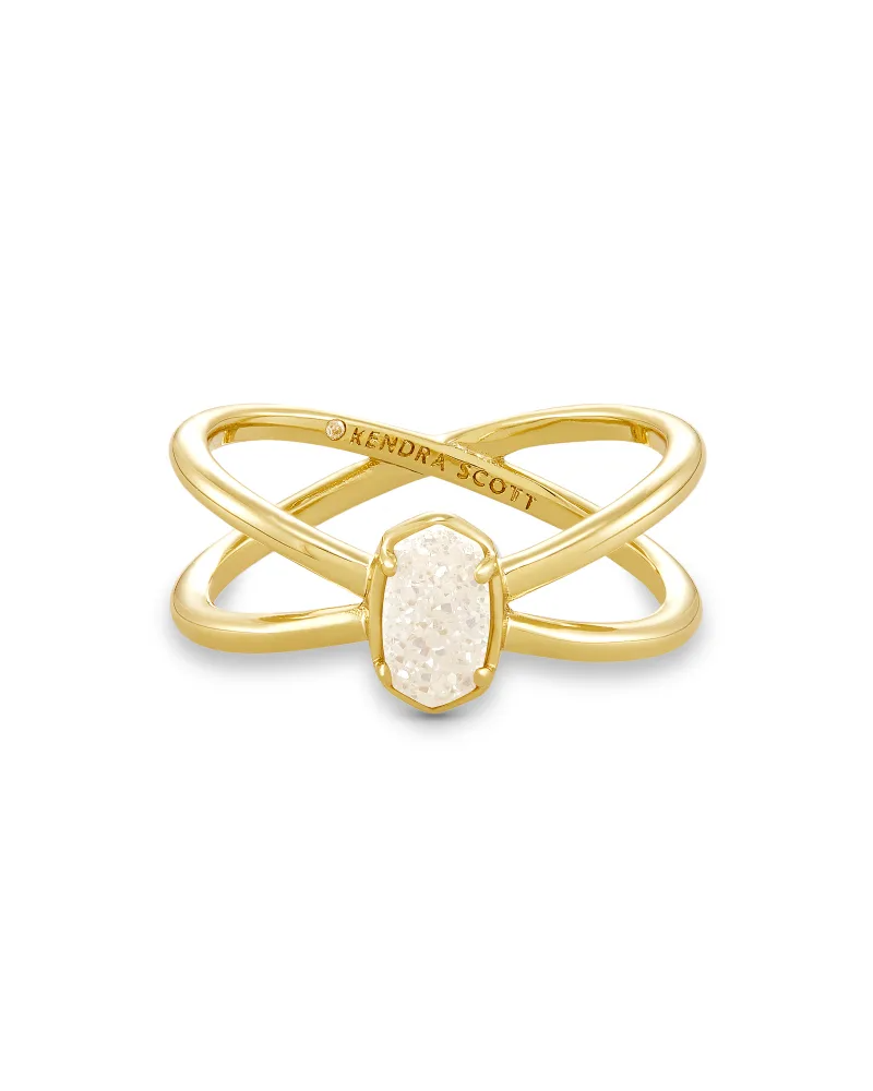 Mikki Gold Pave Band Ring in White Crystal | Kendra Scott
