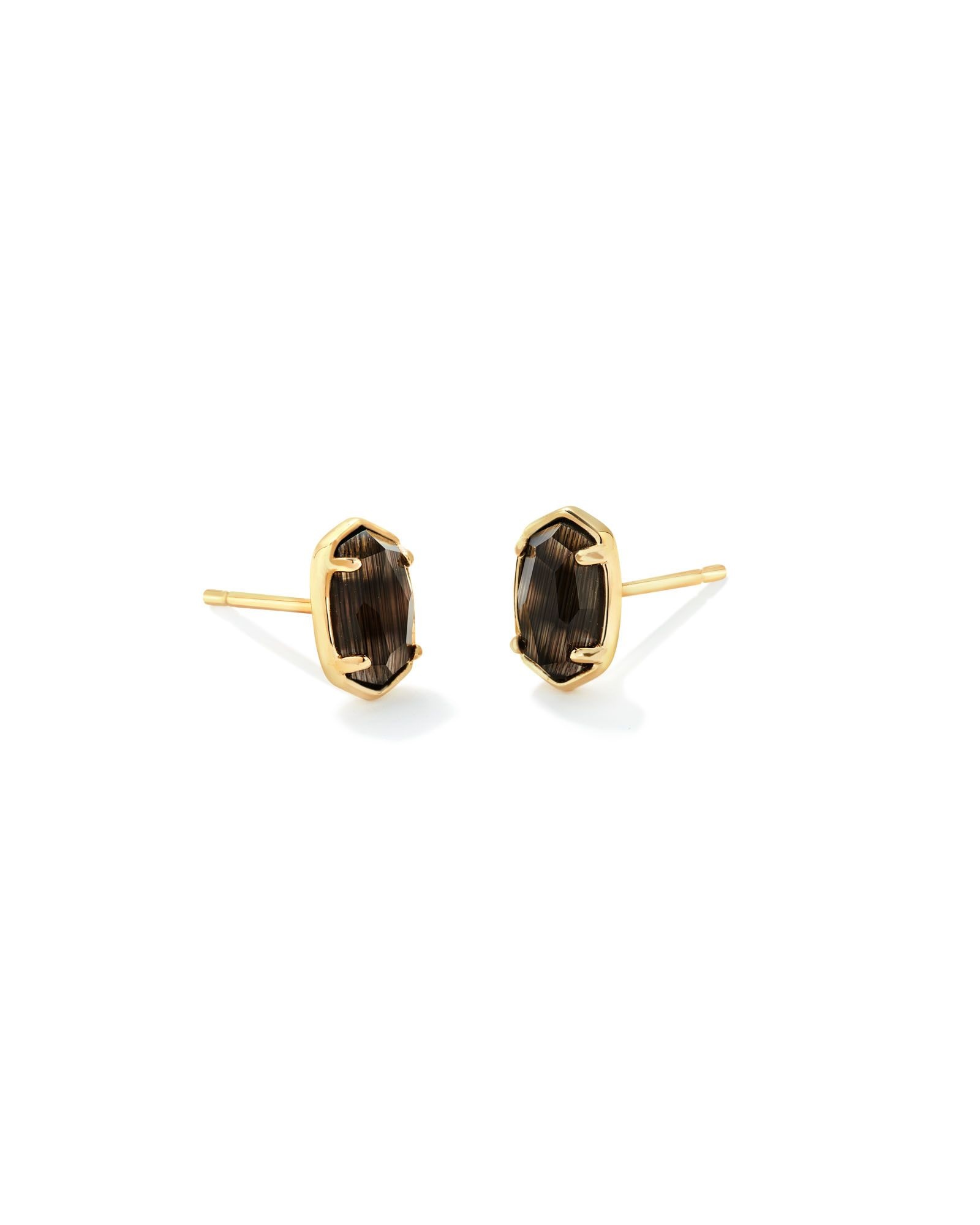 Kendra Scott Emilie Gold Stud Earrings in Black Cat's Eye Her Hide Out
