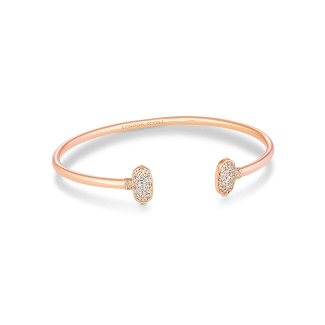 Grayson Rose Gold Cuff Bracelet in White Crystal