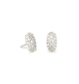 KENDRA SCOTT DESIGN Grayson Silver Stud Earrings in White Crystal