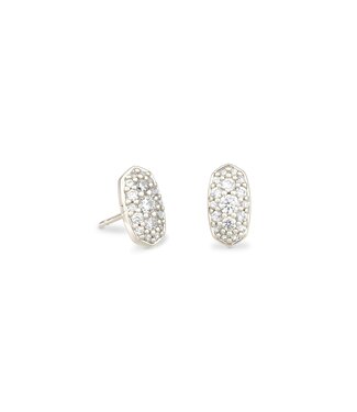 KENDRA SCOTT DESIGN Grayson Silver Stud Earrings in White Crystal