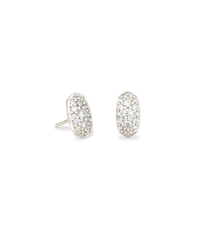 Grayson Silver Stud Earrings in White Crystal