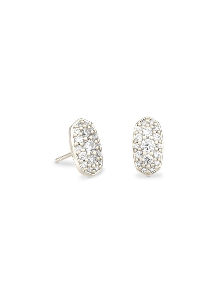 KENDRA SCOTT DESIGN Grayson Silver Stud Earrings in White Crystal