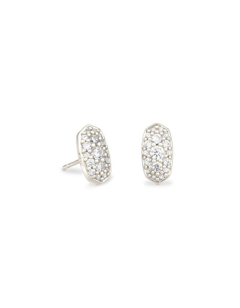 KENDRA SCOTT DESIGN Grayson Silver Stud Earrings in White Crystal