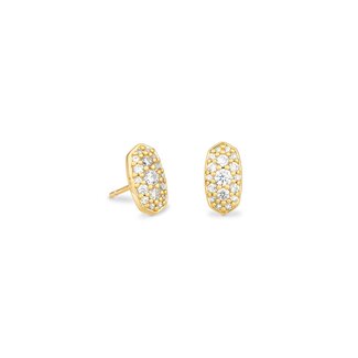 KENDRA SCOTT DESIGN Grayson Gold Stud Earrings in White Crystal