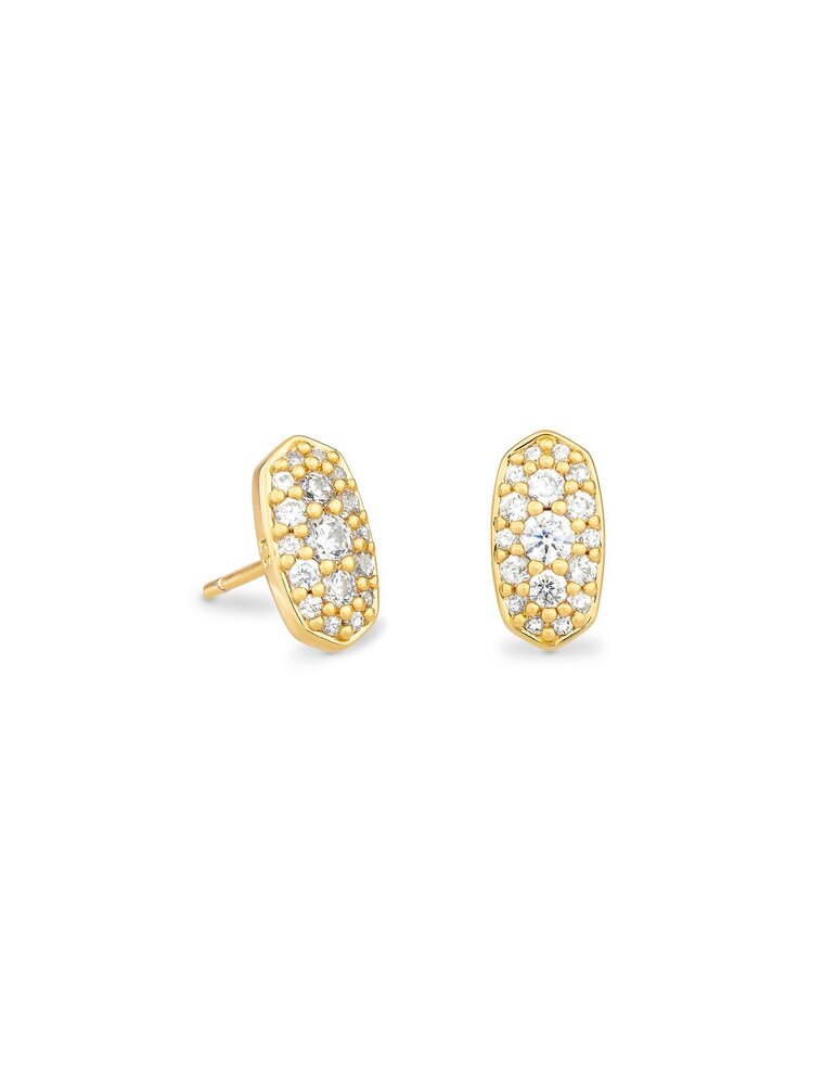 KENDRA SCOTT DESIGN Grayson Gold Stud Earrings in White Crystal