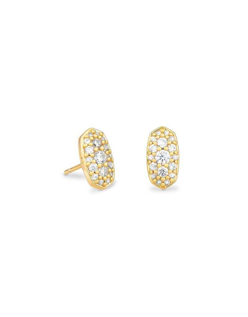 KENDRA SCOTT DESIGN Grayson Gold Stud Earrings in White Crystal
