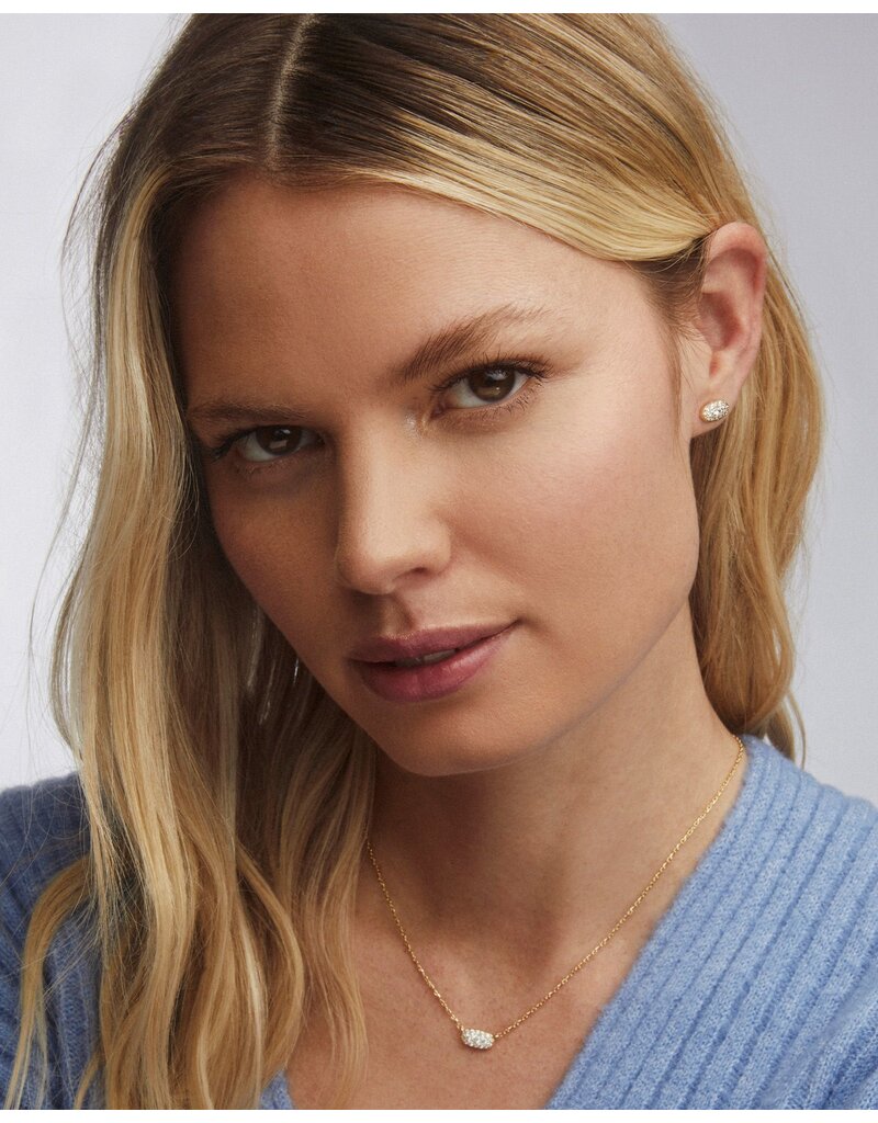 KENDRA SCOTT DESIGN Grayson Gold Stud Earrings in White Crystal