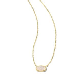 KENDRA SCOTT DESIGN Grayson Gold Pendant Necklace in Iridescent Drusy