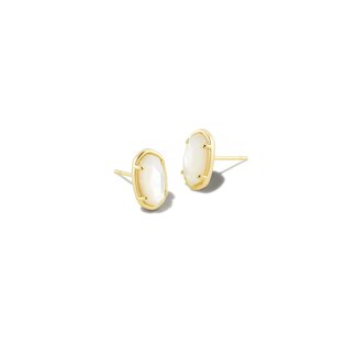 KENDRA SCOTT DESIGN Grayson Gold Stud Earrings in Ivory Mother-of-Pearl