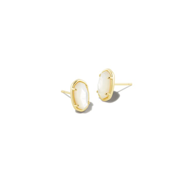Grayson Gold Stud Earrings in Ivory Mother-of-Pearl