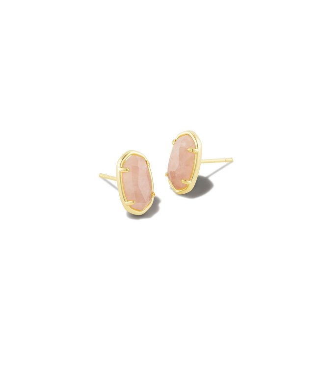 Grayson Gold Stud Earrings in Rose Quartz