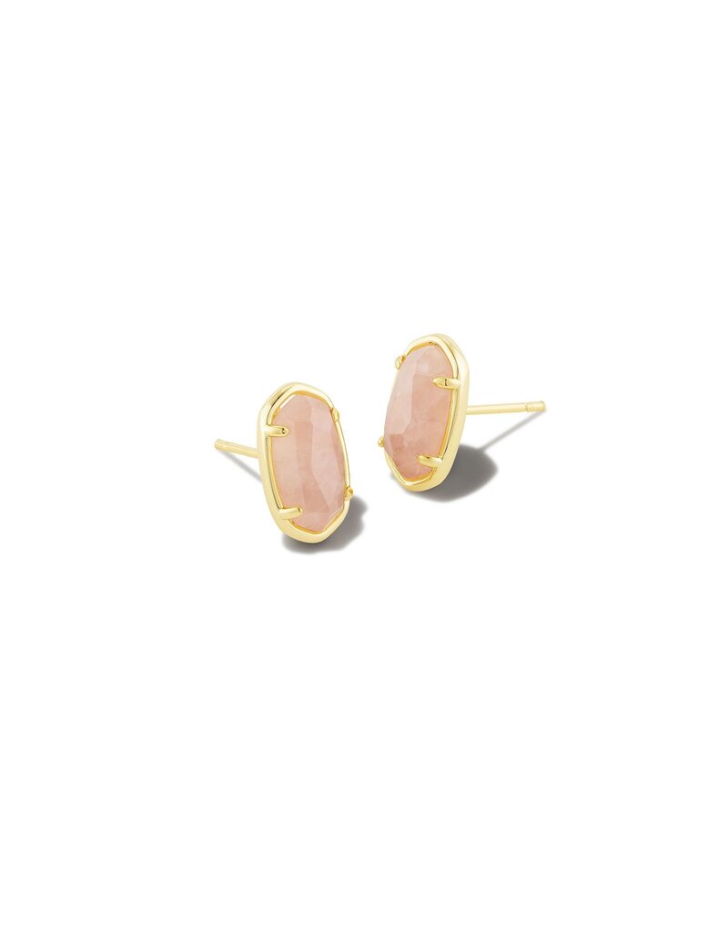 KENDRA SCOTT DESIGN Grayson Gold Stud Earrings in Rose Quartz
