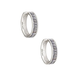 KENDRA SCOTT DESIGN Jack Silver Hoop Earrings in Charcoal Gray Crystal