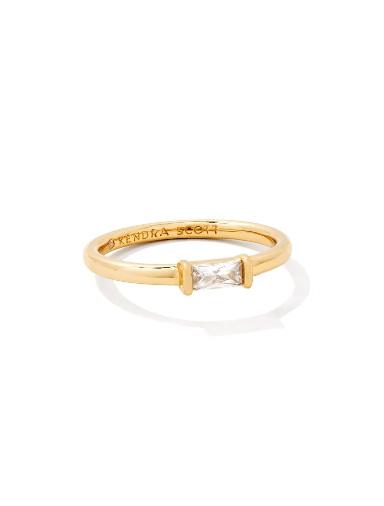 KENDRA SCOTT DESIGN Juliette Gold Band Ring in White Crystal