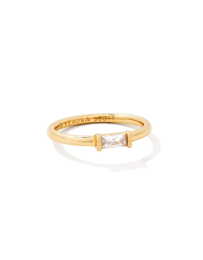 KENDRA SCOTT DESIGN Juliette Gold Band Ring in White Crystal