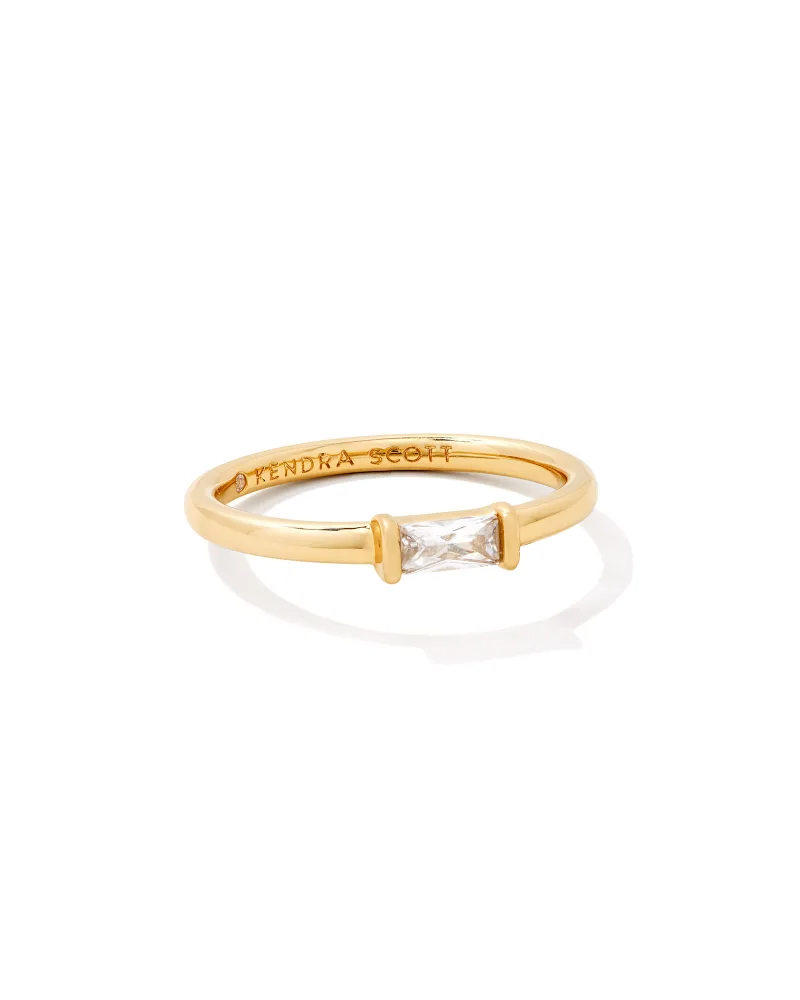 KENDRA SCOTT DESIGN Juliette Gold Band Ring in White Crystal
