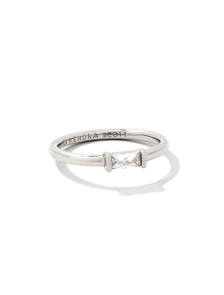 KENDRA SCOTT DESIGN Juliette Silver Band Ring in White Crystal