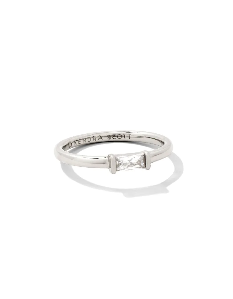 KENDRA SCOTT DESIGN Juliette Silver Band Ring in White Crystal