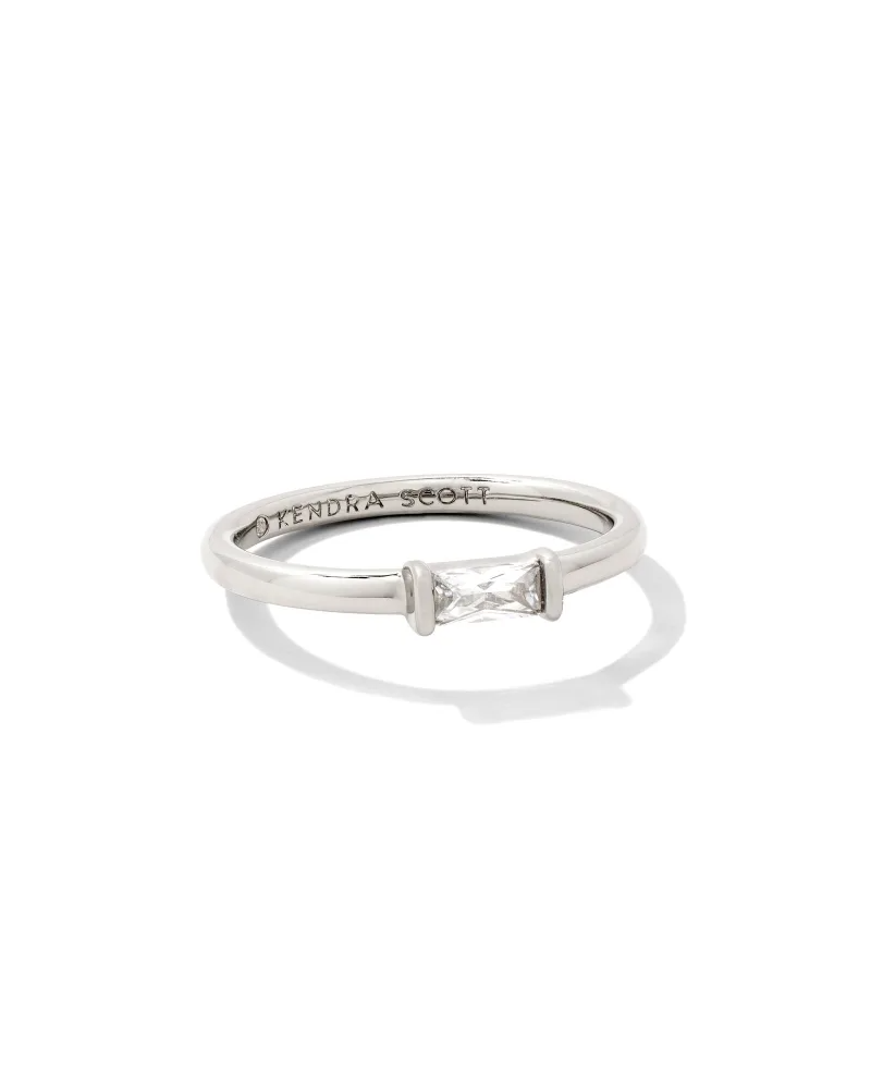 KENDRA SCOTT DESIGN Juliette Silver Band Ring in White Crystal