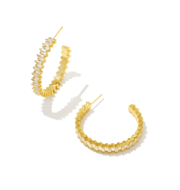 KENDRA SCOTT DESIGN Juliette Gold Hoop Earrings in White Crystal