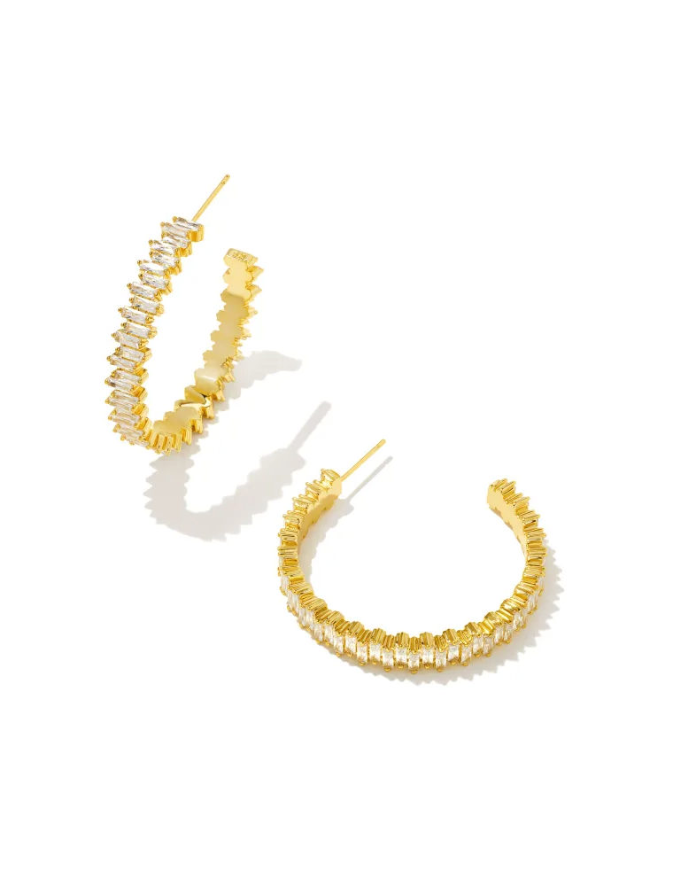 KENDRA SCOTT DESIGN Juliette Gold Hoop Earrings in White Crystal