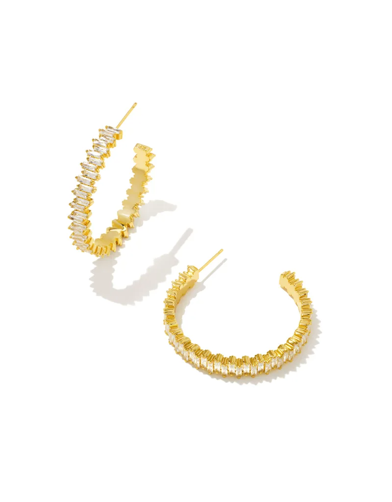 KENDRA SCOTT DESIGN Juliette Gold Hoop Earrings in White Crystal