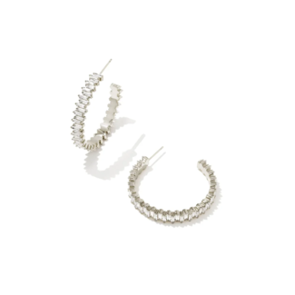 KENDRA SCOTT DESIGN Juliette Silver Hoop Earrings in White Crystal