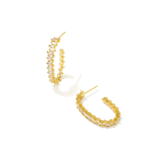 KENDRA SCOTT DESIGN Juliette Gold Oval Hoop Earrings in White Crystal