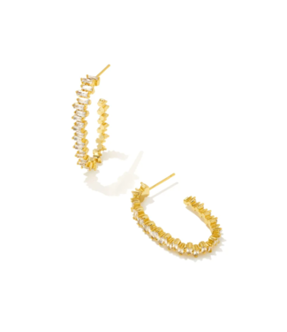 KENDRA SCOTT DESIGN Juliette Gold Oval Hoop Earrings in White Crystal