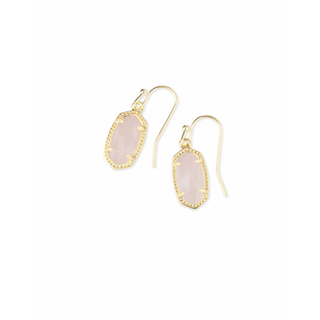 Lee Gold Drop Earrings in Rose Quartz