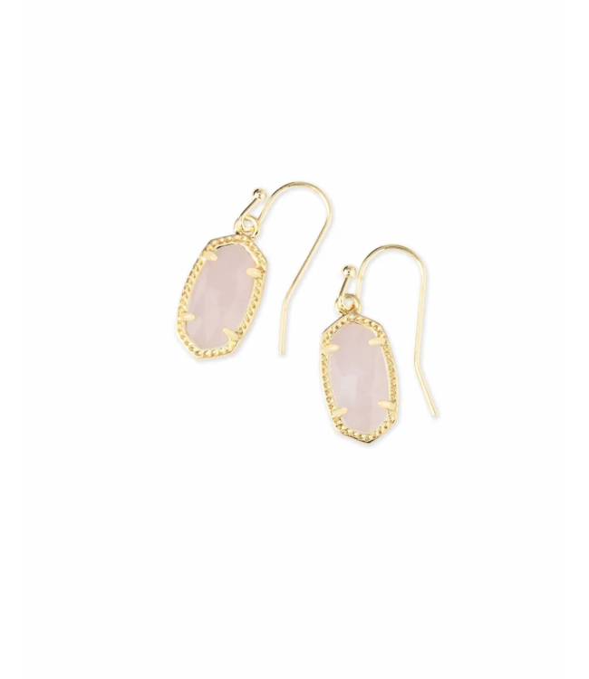 Lee Gold Drop Earrings in Rose Quartz