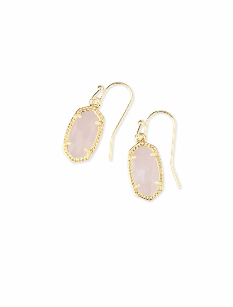 KENDRA SCOTT DESIGN Lee Gold Drop Earrings in Rose Quartz