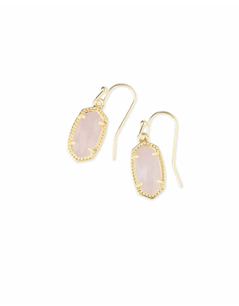 KENDRA SCOTT DESIGN Lee Gold Drop Earrings in Rose Quartz