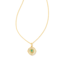 Letter D Gold Disc Reversible Pendant Necklace in Iridescent Abalone