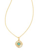 KENDRA SCOTT DESIGN Letter O Gold Disc Reversible Pendant Necklace in Iridescent Abalone
