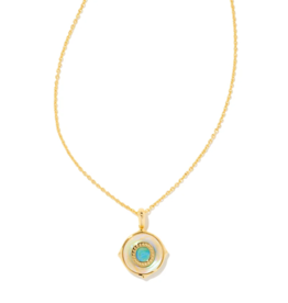 KENDRA SCOTT DESIGN Letter O Gold Disc Reversible Pendant Necklace in Iridescent Abalone
