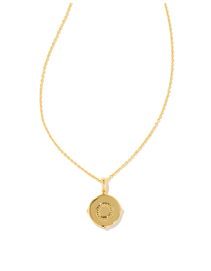 KENDRA SCOTT DESIGN Letter O Gold Disc Reversible Pendant Necklace in Iridescent Abalone