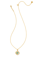 KENDRA SCOTT DESIGN Letter O Gold Disc Reversible Pendant Necklace in Iridescent Abalone