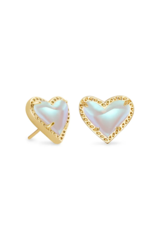 KENDRA SCOTT DESIGN Ari Heart Gold Stud Earrings in Dichroic Glass
