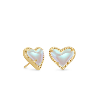 KENDRA SCOTT DESIGN Ari Heart Gold Stud Earrings in Dichroic Glass