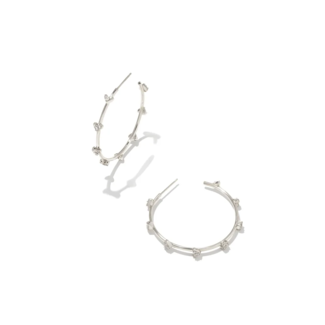 KENDRA SCOTT DESIGN Haven Silver Crystal Heart Hoop Earrings in White Crystal